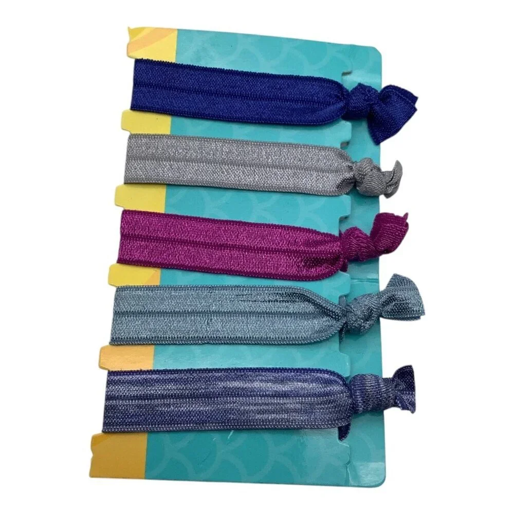 Elastic Hair Ties No-Crease Multicolor Set Of 5 Stretch‎ Knotted Ponytail Holder